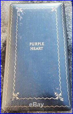 Named WW2 Purple Heart Medal with Coffin Case Ribbon Bar Lapel Pin Pacific Europe