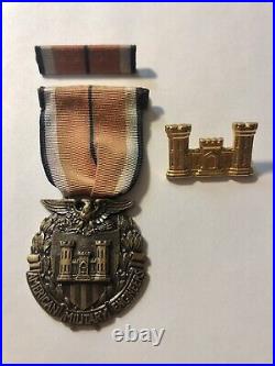 Named Ww2 American Military Engineers Medal And Hat/collar Insignia