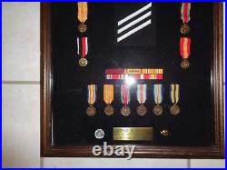 Navy WWII Medals Ribbons Bars Patch Framed Set