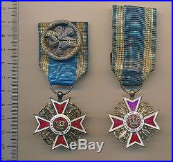 OLD Royal Romania Order Romanian Crown MEDAL WW II 2 KNIGHT & OFFICER 1881 1932