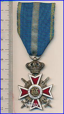 OLD original Romania Order of the Romanian Crown w Swords Knight WW2 war medal