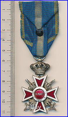 OLD original Romania Order of the Romanian Crown w Swords Knight WW2 war medal