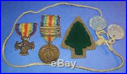 ORIGINAL ID'D WW1 91st INFANTRY DIVISION GROUPING VICTORY MEDAL + 4 CLASPS, ETC