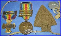 ORIGINAL ID'D WW1 91st INFANTRY DIVISION GROUPING VICTORY MEDAL + 4 CLASPS, ETC
