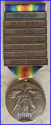 ORIGINAL WW1 U. S. VICTORY MEDAL with VARIOUS NAVY CLASPS
