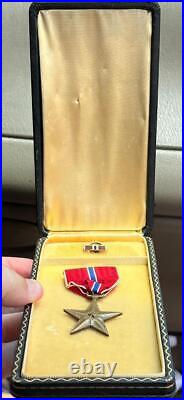 Old US USA American Service War Medal Bronze Star with Original Coffin Case WWII