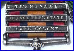 Original 7 British Medals & Ribbons, 8 Clasps Sudan, Boer, WW1- A. Bennett SeaHgh