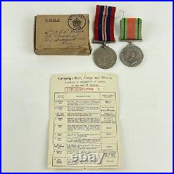Original Boxed WW2 1939 1945 Defense & War Medal Surrey