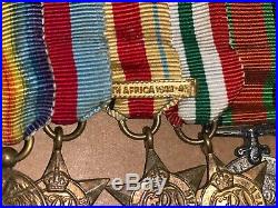 Original British WW1 & WW2 11 Place Miniature Medal Bar-North Africa, Italy