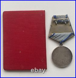 Original Soviet Silver Medal For Bravery USSR Military Award With Document