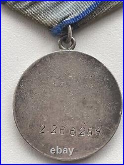 Original Soviet Silver Medal For Bravery USSR Military Award With Document