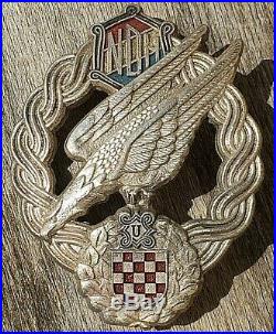 Original Ustasa Ww2 Croatia Air Force Paratrooper Badge Wwii Medal Ndh