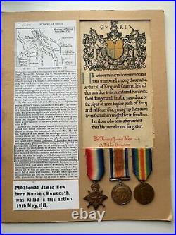 Original WW1 1914/15 Star Medal Trio, South Wales Borderers, KIA, Casualty