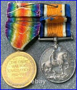 Original WW1 Australian Named Medal Pair, Wounded in Action, 7th Btn France 1918