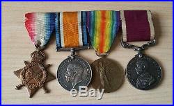 Original WW1 Medal Trio + LSGC Medal East Surrey Regt