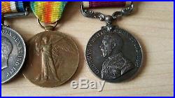 Original WW1 Medal Trio + LSGC Medal East Surrey Regt
