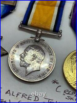 Original WW1 Mons Star Medal Trio, Sjt. A. J. Prout, South Wales Bord, Casualty
