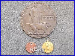 Original WW1 Victory Medal & Plaque 1st Day Somme Casualty to Grimsby Chums