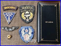 Original WW2 Airborne Troop Carrier/9th AAF Insignia Patches + Air Medal