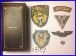 Original WW2 Airborne Troop Carrier/9th AAF Insignia Patches + Air Medal