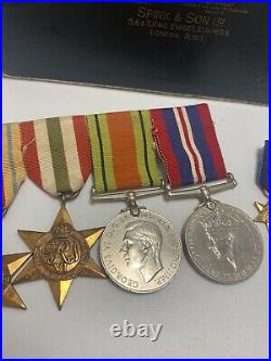 Original WW2 British Army Medals With Miniatures Boxed