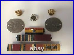 Original WW2 U. S. Navy Reserve (USNR) 1942 Sailor's Dog Tags Medals Pins Lot
