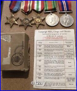 Original WW2 medals Royal Air Force- Group of Five with issue Box & Slip