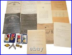 Original WWII Named 1st Infantry Division Document Paper & Medals Group Lot