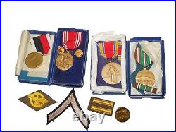 Original WWII Named 1st Infantry Division Document Paper & Medals Group Lot