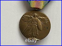 Original WWI US Victory Medal France Two Bar, Meuse-Argonne & Defensive Sector