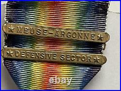 Original WWI US Victory Medal France Two Bar, Meuse-Argonne & Defensive Sector