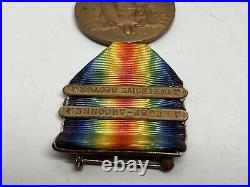 Original WWI US Victory Medal France Two Bar, Meuse-Argonne & Defensive Sector