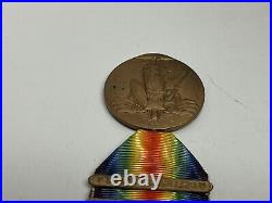 Original WWI US Victory Medal France Two Bar, Meuse-Argonne & Defensive Sector