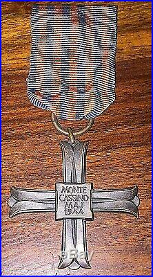 Original Ww2 Poland Monte Cassino Cross Medal Wwii Very Low Number 2709 + Ribbon