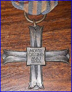 Original Ww2 Poland Monte Cassino Cross Medal Wwii Very Low Number 2709 + Ribbon