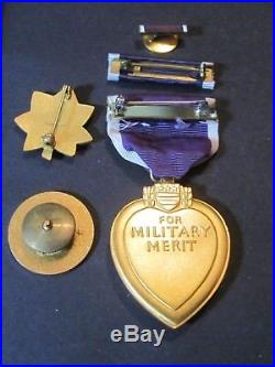 Original Ww2 Purple Heart Medal In Coffin Type Box Issue With Extras Excellent