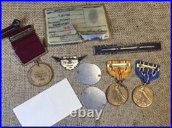 Original Wwii Usn Navy Aircrewman Lot Dog Tags / Medal/ Wings Etc