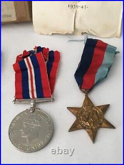 Original british ww2 1939 1945 war medals & medal box