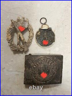 Original german ww2 set of Infantry badge belt buckle eastern fr medal relics