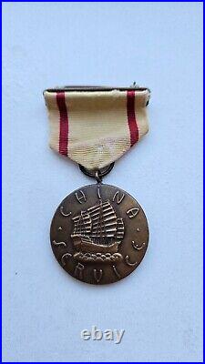 PRE WWII Navy China Service Campaign Medal with Wrap Brooch