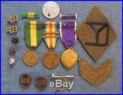 PURPLE HEART WW I Named & MEXICAN Border WAR MEDAL Numbered & WW I VICTORY MEDAL