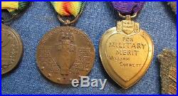 PURPLE HEART WW I Named & MEXICAN Border WAR MEDAL Numbered & WW I VICTORY MEDAL