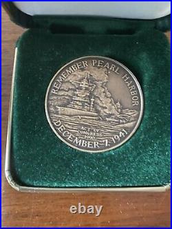 Pearl Harbor 50th Anniversary Commerative Medal/Coin in Original Velvet Box