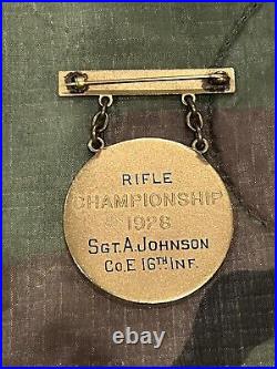 Pre WW2 US Army 1st Infantry Division Rifle championship Medal 1928 Named