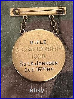 Pre WW2 US Army 1st Infantry Division Rifle championship Medal 1928 Named