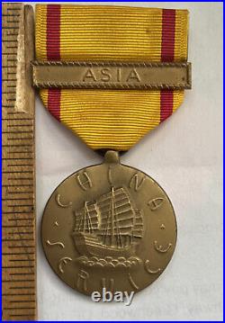 Pre WWII Navy China Service Medal with wire ring & full wrap brooch Says ASIA USN