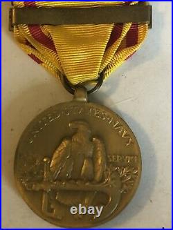 Pre WWII Navy China Service Medal with wire ring & full wrap brooch Says ASIA USN