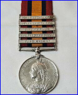 Pre Ww1 Queens South Africa Boer War Medal 5 Clasps Vallance 7th Dragon Guards