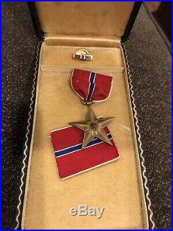 Purple Heart Medal in Case World War 2 Military / Bronze Star Inscribed Set