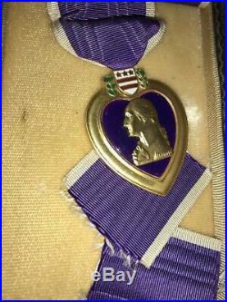 Purple Heart Medal in Case World War 2 Military / Bronze Star Inscribed Set